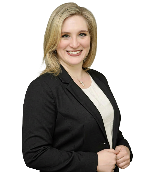 family law lawyer lindsay Magrann smiling holding jacket